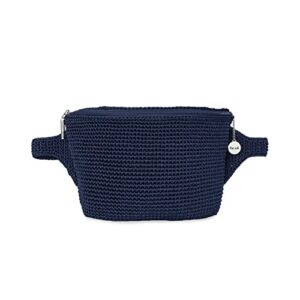 the sak caraway adjustable belt bag in crochet, convertible purse, multi-use design, navy