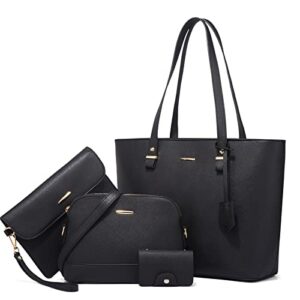 handbags for women large tote shoulder bags top handle satchel purses wallet crossbody bag set 4pcs