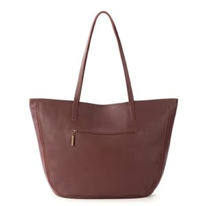 The Sak Faye Tote Bag in Leather, Large Purse with Double Shoulder Straps, Teak Vachetta