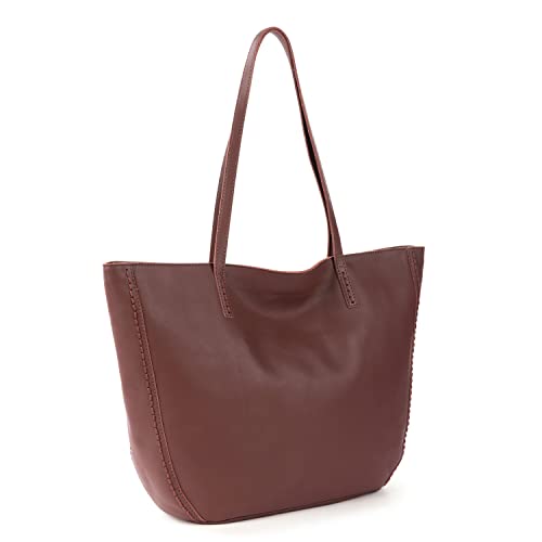 The Sak Faye Tote Bag in Leather, Large Purse with Double Shoulder Straps, Teak Vachetta