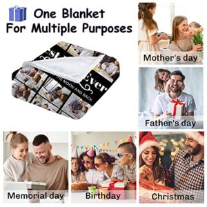 Gifts for Dad Custom Blankets with Photos Personalized Photo Blankets with Picture for Dad, Birthday Gifts for Dad from Daughter Son, Unique Birthday Gift for Best Dad, Father, Daddy, Husband, Men