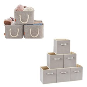 lifewit 6 pack 18l storage cubes (light grey), bundle with 3 pack 20l storage baskets (grey)