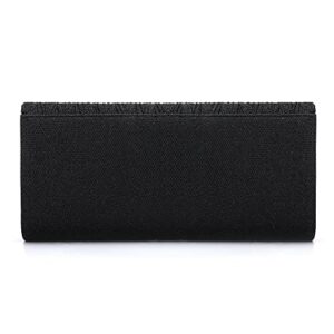 Evening Clutch Purses for Women Small Envelope Glitter Party Wedding Handbag Evening Bag with Chain (Black)