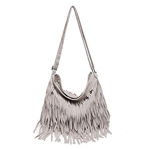 RARITYUS Women Fringe Tassel Shoulder Bag Large Leather Tote Handbag Hobo Crossbody Bag