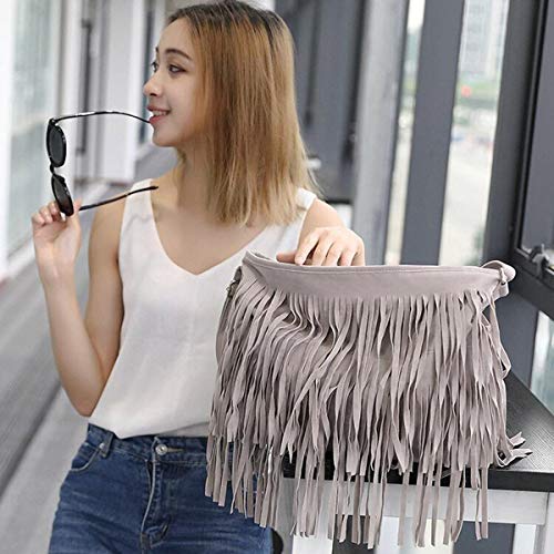 RARITYUS Women Fringe Tassel Shoulder Bag Large Leather Tote Handbag Hobo Crossbody Bag