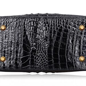 PIJUSHI Designer Top Handle Satchel Handbags for Women Crocodile Handbag and Purse Leather Tote Bags (6061 Black)