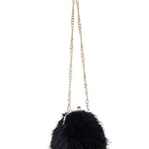 FHQHTH Faux Fur Purse Fashion Clutch Handbag Shoulder Vintage Evening Bags for Women [Black]