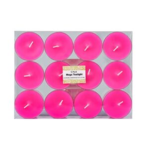 Zest Candle 12-Piece Tealight Candles, Mega Oversized Hot Pink s