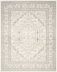 safavieh adirondack collection 8′ x 10′ ivory / silver adr108b oriental medallion non-shedding living room bedroom dining home office area rug