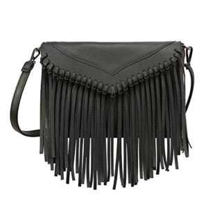 hde women’s pu leather hobo fringe crossbody tassel purse vintage small handbag