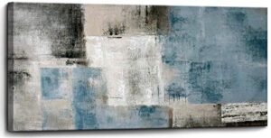 sdya blue abstract wall art decor hand painted oil painting on canvas framed 48 inches x 24 inches large colorful modern artwork wall art for living room bedroom office hotel and dining room