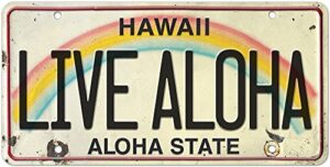 pacifica island art 6in x 12in vintage hawaiian embossed license plate – live aloha
