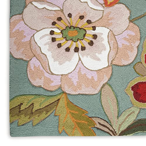 Nourison Fantasy Aqua 8' x 10'6" Area-Rug, Modern, Floral, Bed Room, Living Room, Dining Room, Kitchen, Easy washing, Non Shedding, (8' x 11')