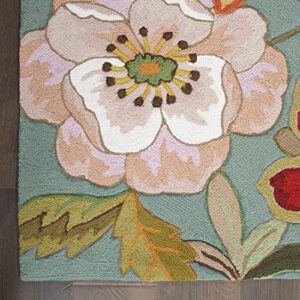 Nourison Fantasy Aqua 8' x 10'6" Area-Rug, Modern, Floral, Bed Room, Living Room, Dining Room, Kitchen, Easy washing, Non Shedding, (8' x 11')