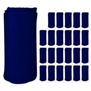 24 pack wholesale soft cozy fleece blankets – 50″ x 60″ comfy throw blankets (navy blue)