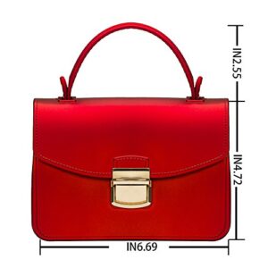 Top Handle Clutch Handbags Jelly Crossbody Bags for Women Tote Purse - Burgundy Red One Size