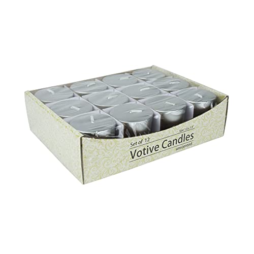 Zest Candle 12-Piece Votive Candles, Metallic Silver