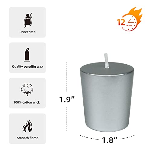 Zest Candle 12-Piece Votive Candles, Metallic Silver