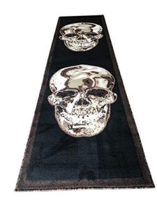skull area rug brown & black carpet king design 134 (2 feet x 7 feet 3 inch)