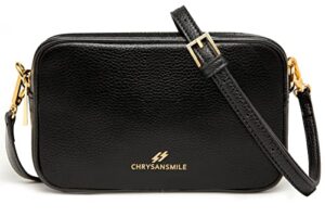 chrysansmile genuine leather crossbody bags for women ladies small crossbody shoulder bag lightweight purses and handbags – dark black