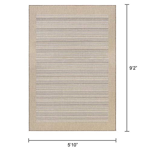 Couristan Monaco Indoor/Outdoor Area Rug for Patios, Decks, Kitchens, and Laundry Rooms, All-Weather, Pet-Friendly and Easy to Clean, Bowline Pattern in Cocoa Natural-Ivory, 5'10" x 9'2"