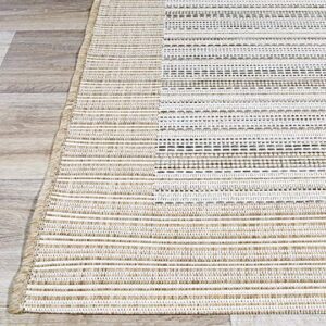 Couristan Monaco Indoor/Outdoor Area Rug for Patios, Decks, Kitchens, and Laundry Rooms, All-Weather, Pet-Friendly and Easy to Clean, Bowline Pattern in Cocoa Natural-Ivory, 5'10" x 9'2"