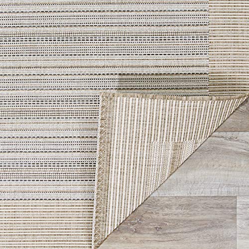 Couristan Monaco Indoor/Outdoor Area Rug for Patios, Decks, Kitchens, and Laundry Rooms, All-Weather, Pet-Friendly and Easy to Clean, Bowline Pattern in Cocoa Natural-Ivory, 5'10" x 9'2"