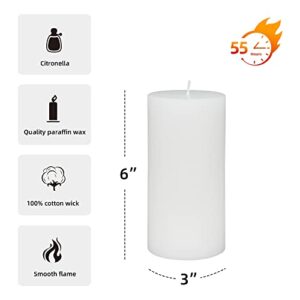 Zest Candle Pillar Candles, 3 by 6-Inch, White Citronella