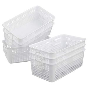 eagrye 6-pack small plastic storage bins, white