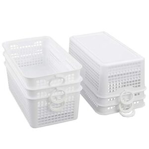 Eagrye 6-Pack Small Plastic Storage Bins, White