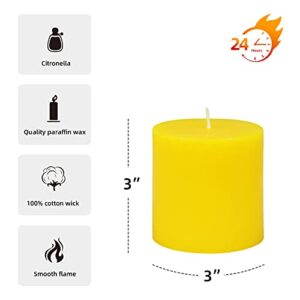 Zest Candle Pillar Candles, 3 by 3-Inch, Yellow Citronella