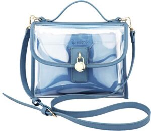 b brentano clear top handle satchel crossbody bag with removable wristlet pouch (stadium policy-compliant bag) (blue)