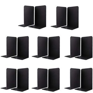jekkis 16pcs bookends metal black book end for shelves heavy duty bookend tall bookends library book supports shelf holder, office home, 8 pair