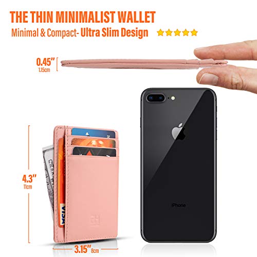 GH GOLD HORSE Slim RFID Blocking Card Holder Minimalist Leather Front Pocket Wallet for Women