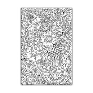 henna doodle coloring canvas for adults, stretched primed canvas to color