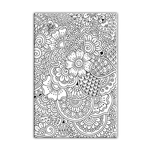 Henna Doodle Coloring Canvas For Adults, Stretched primed canvas to color