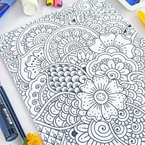 Henna Doodle Coloring Canvas For Adults, Stretched primed canvas to color
