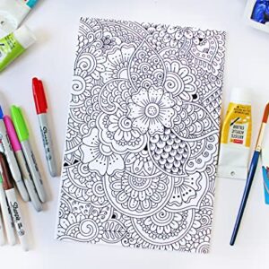 Henna Doodle Coloring Canvas For Adults, Stretched primed canvas to color