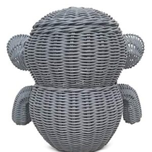 G6 COLLECTION Large Elephant Rattan Storage Basket With Lid Decorative Bin Home Decor Hand Woven Shelf Organizer Cute Handmade Handcrafted Gift Art Decoration Artwork Wicker Elephant (Large, Gray)