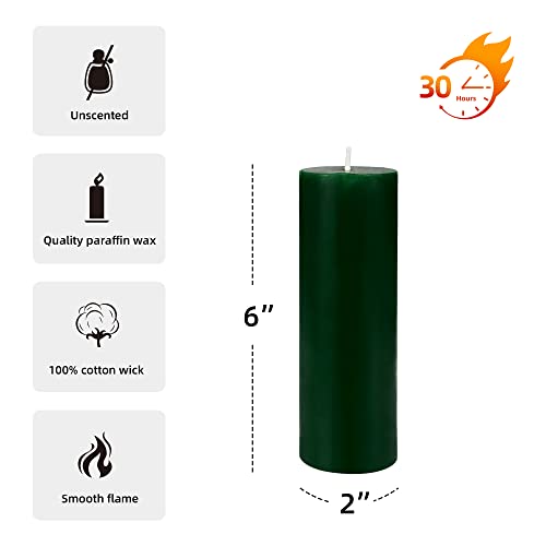 Zest Candle Pillar Candle, 2 by 6-Inch, Hunter Green