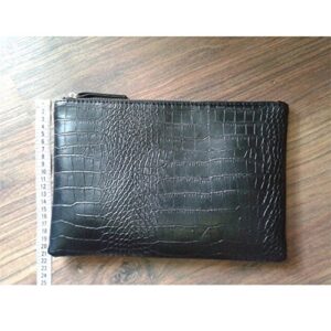 NIGEDU Women Clutches Crocodile Grain PU Leather Envelope Clutch Bag (Black)