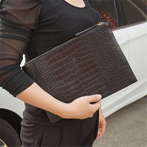 NIGEDU Women Clutches Crocodile Grain PU Leather Envelope Clutch Bag (Black)