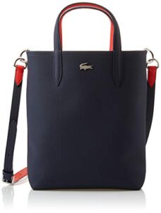 lacoste womens anna vertical shopping tote bag, sinople/navy blue-aconit-white, one size us