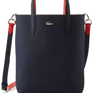 Lacoste womens Anna Vertical Shopping Tote Bag, Sinople/Navy Blue-aconit-white, One Size US