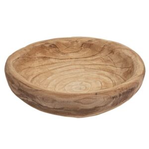 creative co-op da5751 handmade decorative paulownia wood bowl, natural,19 liters