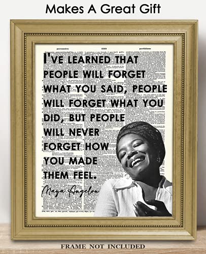 "People Will Forget…" Positive Quote Maya Angelou: Motivational Wall Art Poster, Inspirational Quote Wall Decor Posters for Bedroom & Office Decor for Men, Women & Teen Girl - 8x10 Print Unframed