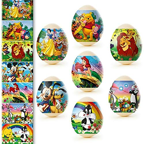 Easter Egg Wraps for 42 Hen Eggs, 6 Sleeves, 7 Cartoon Style Designs, Heat Shrink, Pysanka #58