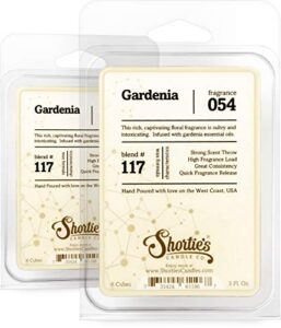 shortie’s candle company pure gardenia wax melts multi pack – formula 117-2 highly scented 3 oz. bars – made with essential & natural oils – flower & floral warmer wax cubes