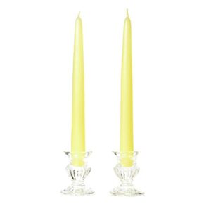 unscented pale yellow taper candles for wedding/dinner, holiday event, home decoration, 1 to 1.5 inches per hour,.88 in. diameter x 8 in. tall, 3 pair