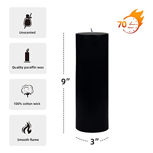 Zest Candle Pillar Candle, 3 by 9-Inch, Black